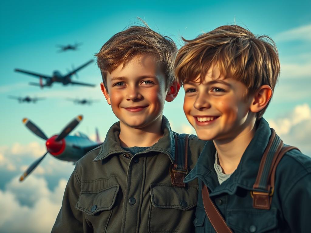 2 Jungs Im Ww2 Fotografiert Von Hinten Sitzend Im Gras Und Schauen