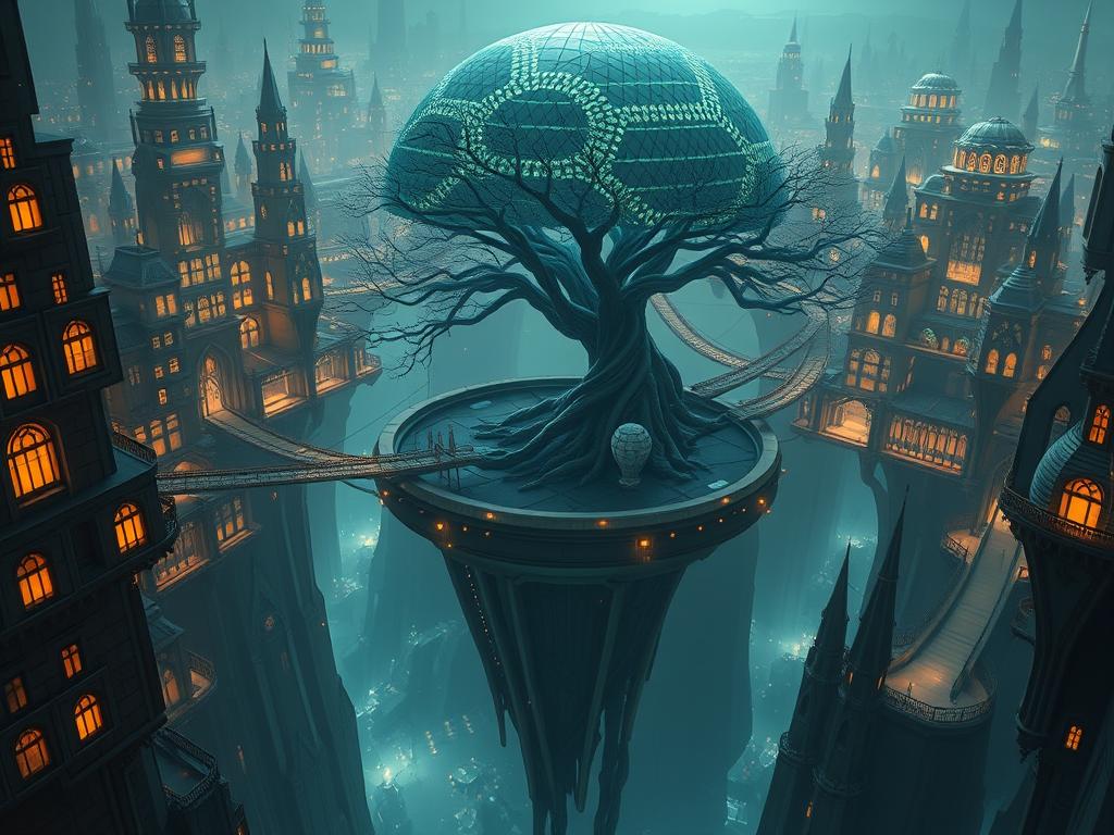 A Colossal Tree Rises From The Center Of A Barren Wasteland